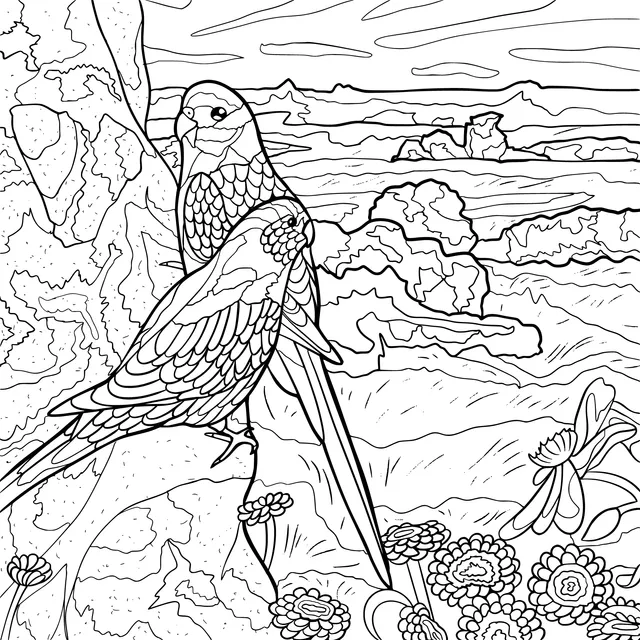 Colorful Birds in the Desert