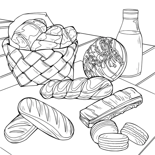 Various Breads and Drinks