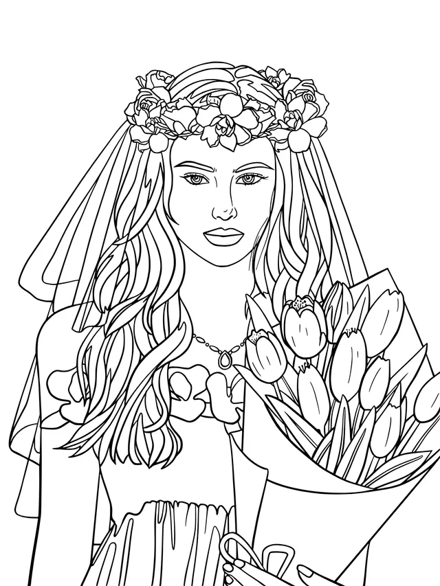 Beautiful Woman Holding a Bouquet
