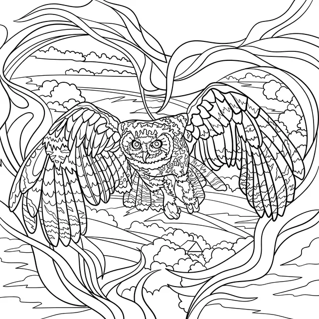 An Owl Spreading Its Wings