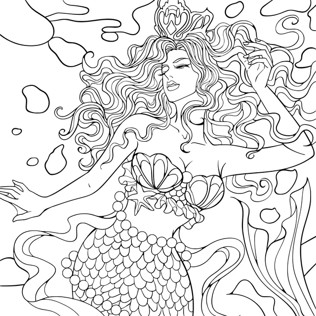 Red - haired Mermaid with a Crown