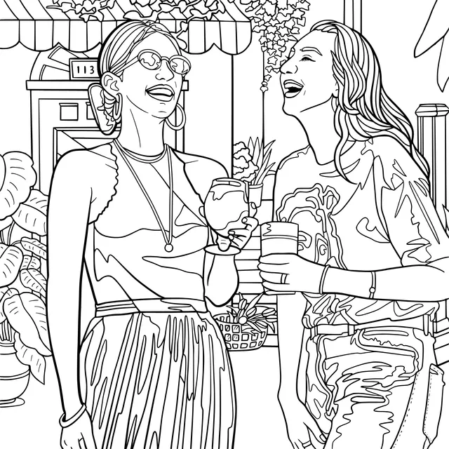 Two Ladies' Joyful Get - together