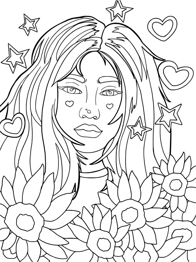 Dreamy Girl with Sunflowers