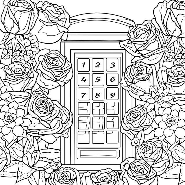 Phone booth surrounded by flowers