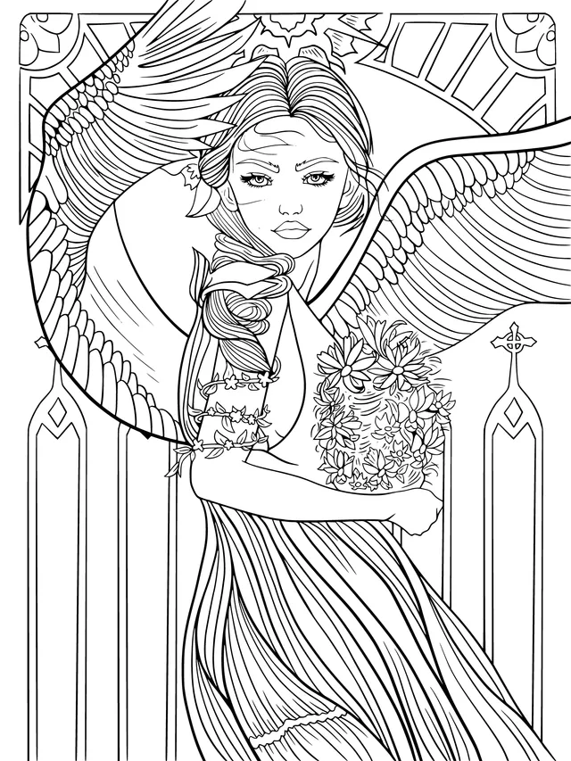 Dreamy Angel with Flowers