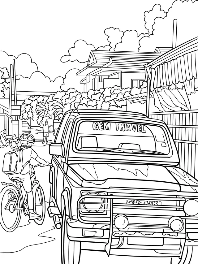Travel Car and Cyclist on the Street