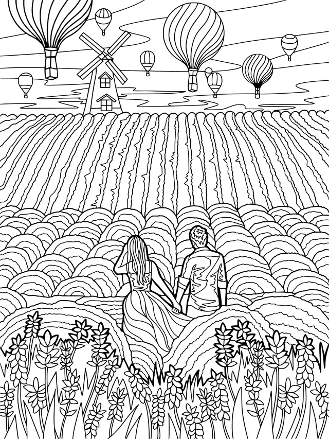 Romantic Stroll in the Lavender Field
