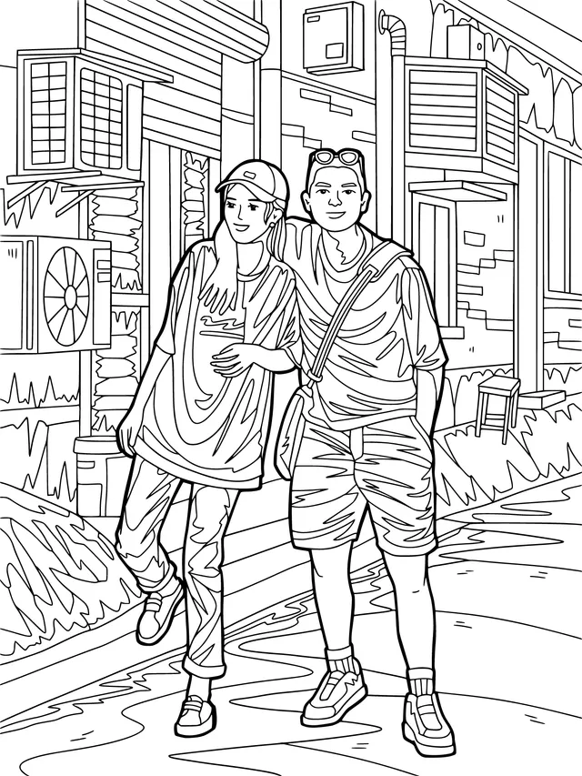 Friends Strolling on the Street