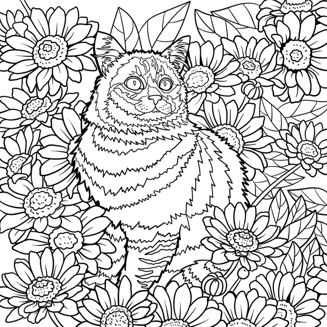 Cat in the Flower Bed