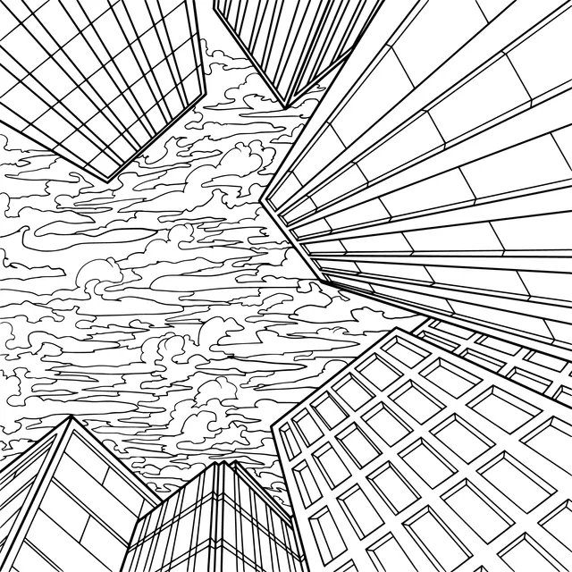 Looking Up at the Colorful Urban Skyline