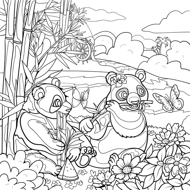 Pandas in the Bamboo Forest
