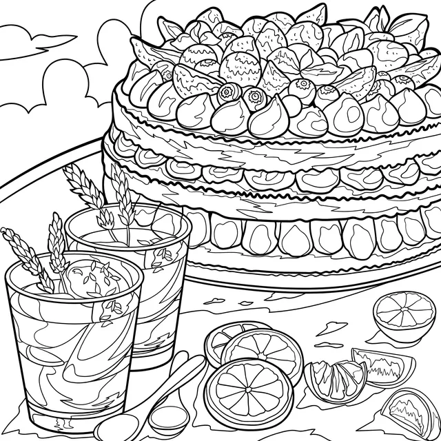Delicious Cake and Tea Drinks