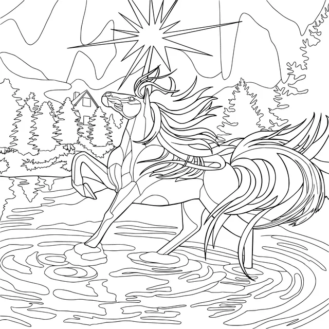 Fantasy Unicorn under the Lakeside Starry Sky