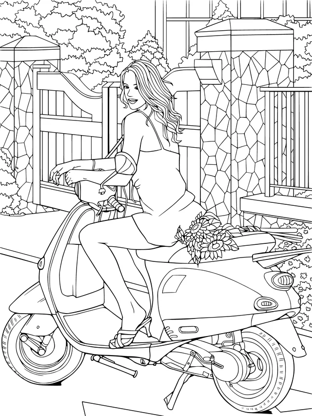 Woman Riding a Scooter