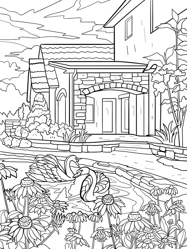 Swans and Scenery in the Courtyard