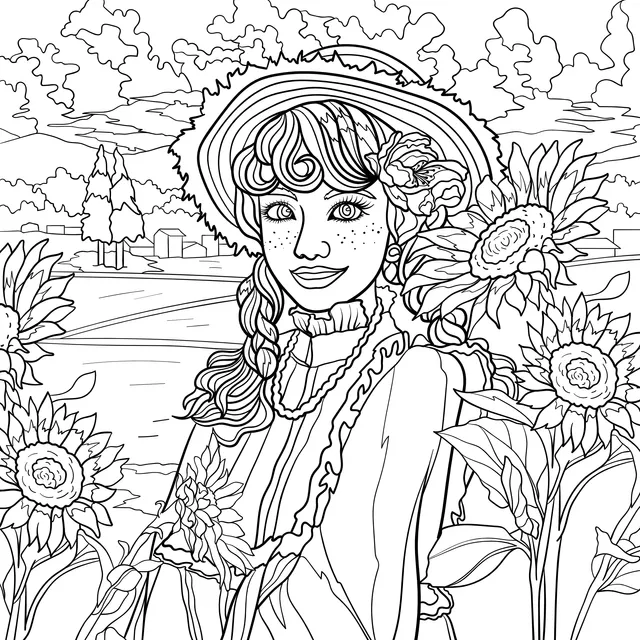 Woman in the Sunflower Field