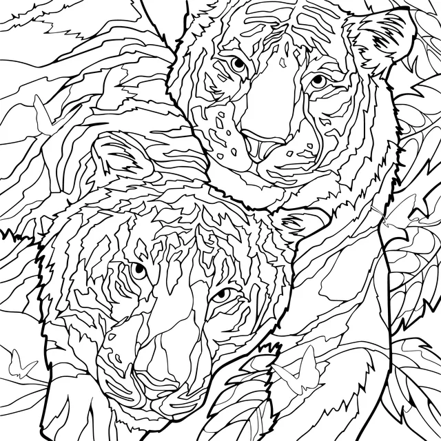 Dreamy Pair of White Tigers and Butterflies
