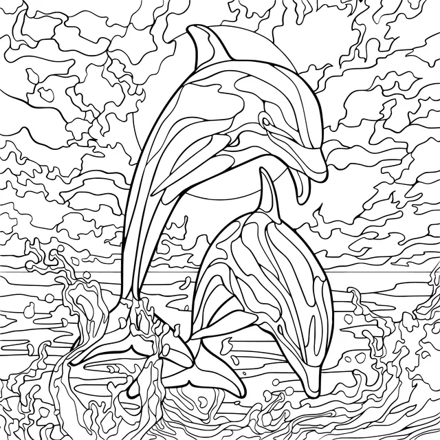 Dolphins Leaping out of the Sea under the Moonlit Night