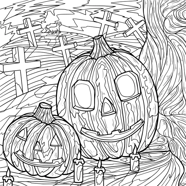 Halloween Pumpkins by the Graveyard
