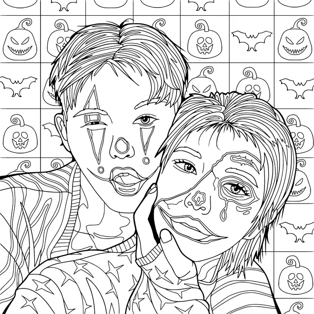Two People in Halloween Costumes