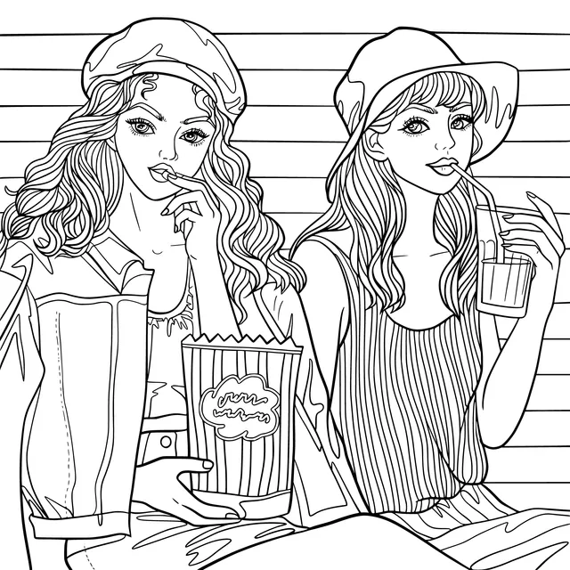 Two girls enjoying leisure time