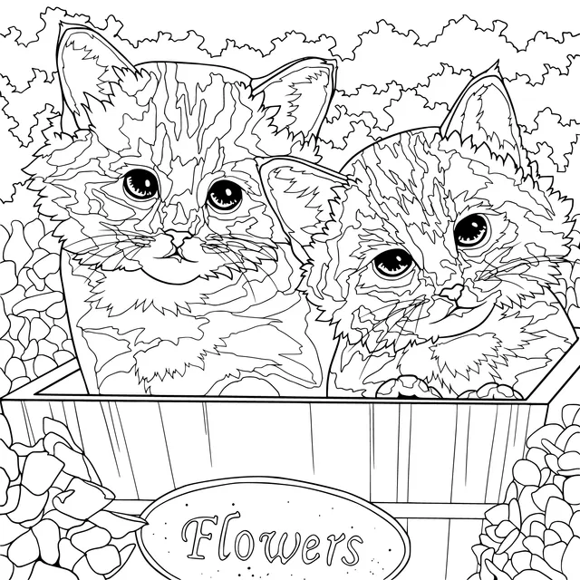 Two Kittens in the Flowers