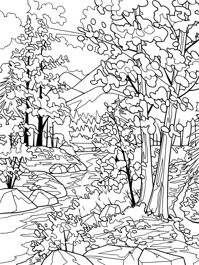 Beautiful Scenery by the Stream in Autumn