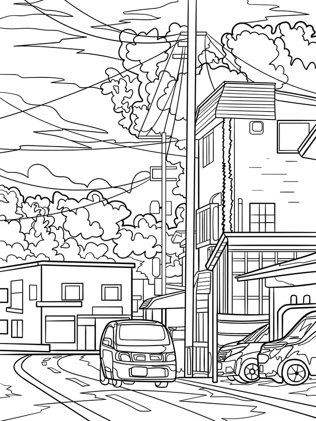 Street scene at dusk