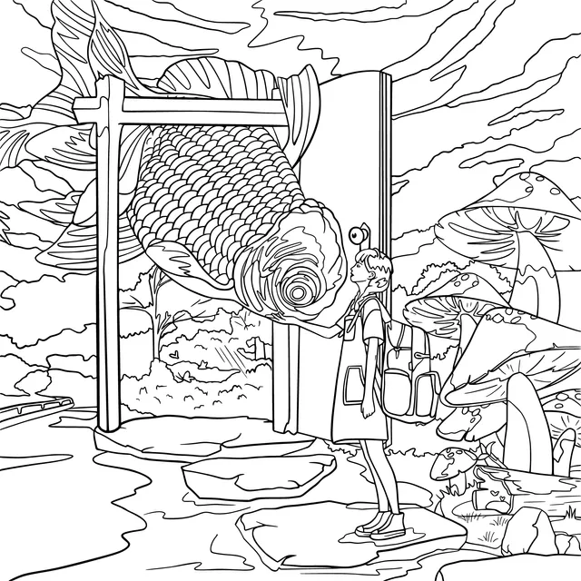 A Girl's Encounter with a Magical Big Fish