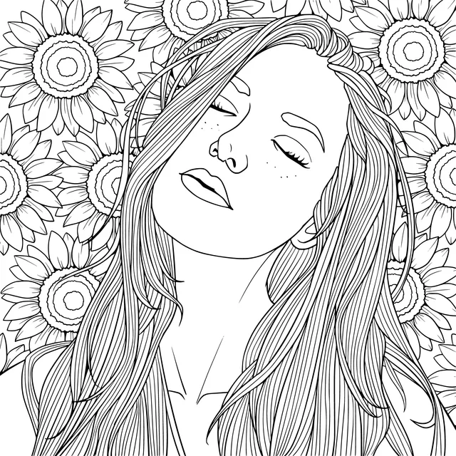 Woman Lost in Sunflowers