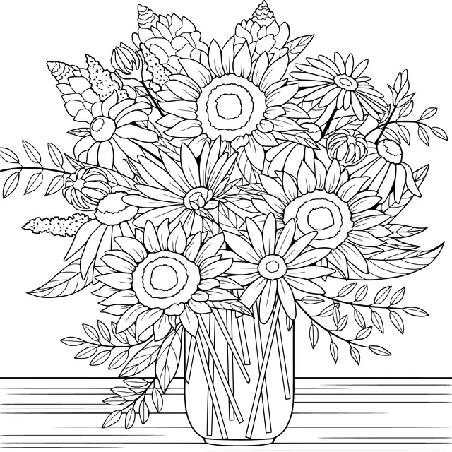 Colorful Flowers in a Vase