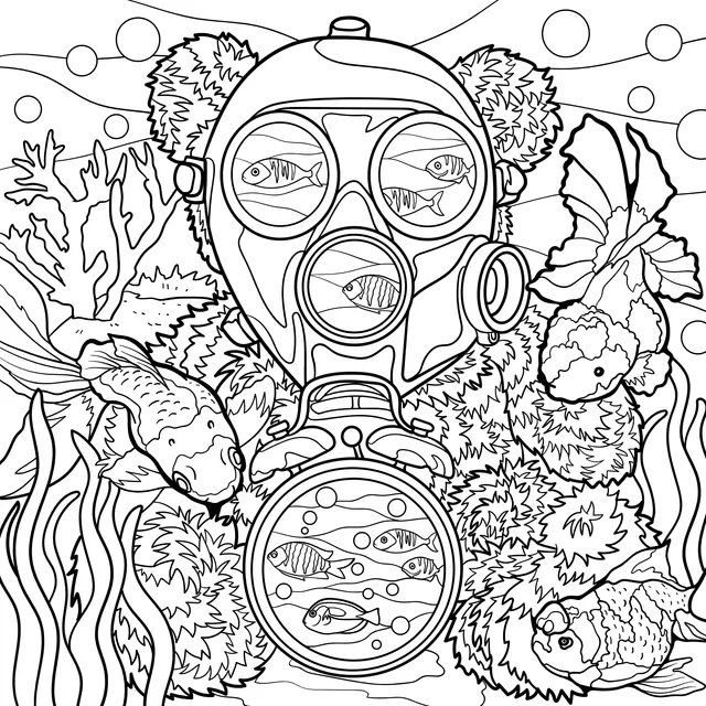 Diving Teddy Bear and Underwater Goldfish