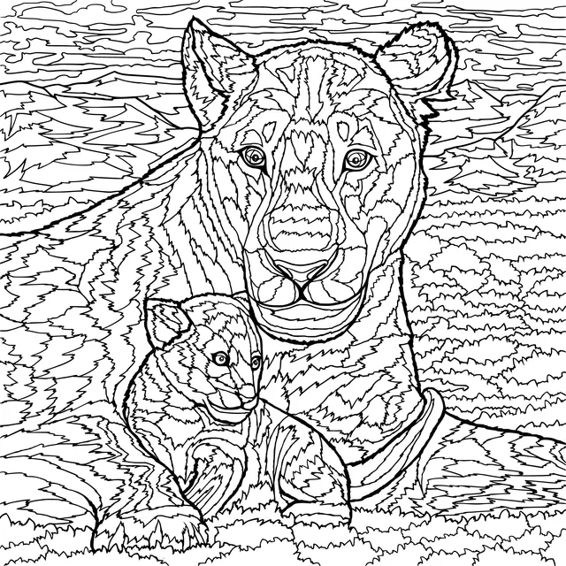 Mother Lion and Cub