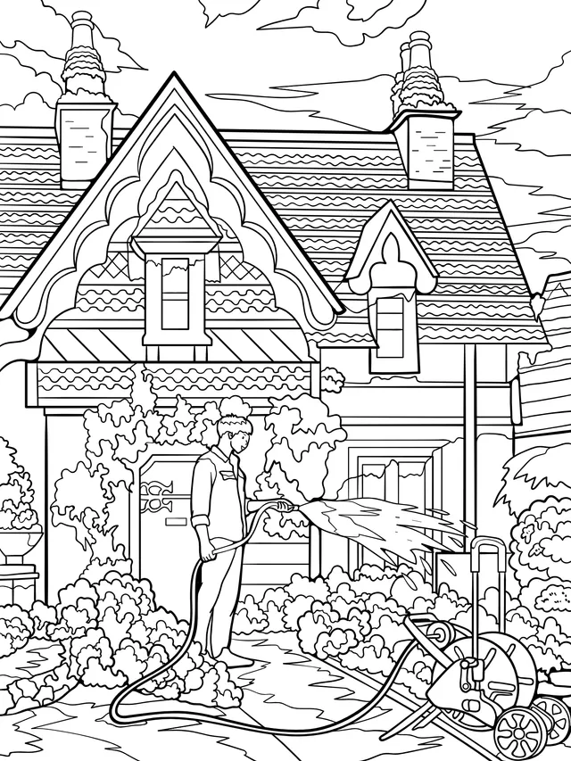 Person watering flowers