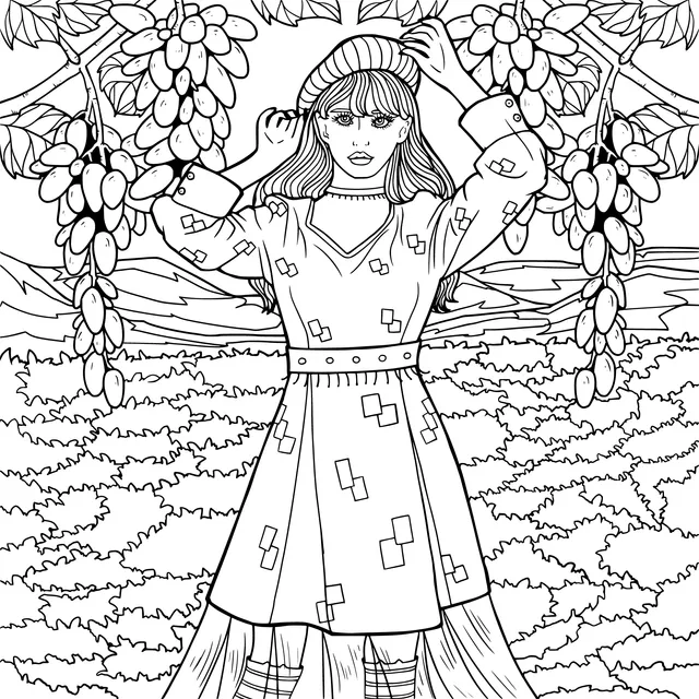 Woman in Purple in the Vineyard