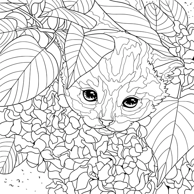 Kitten in the Flower Bed