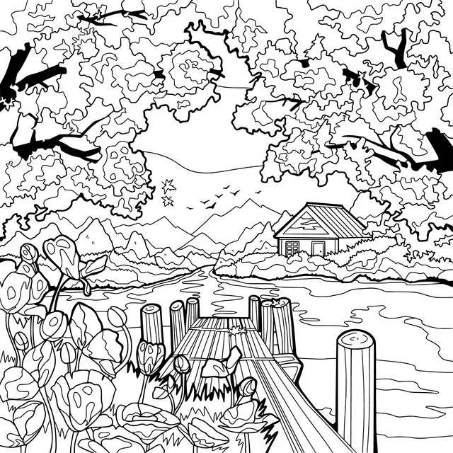 Beautiful Autumn Lakeside Scenery