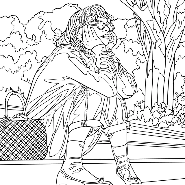 A woman sitting outdoors in thought