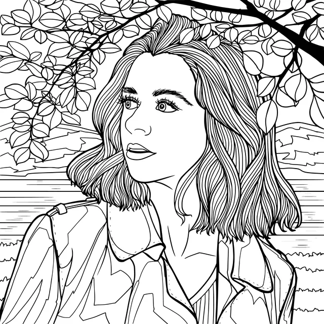 Woman by the Lake in Autumn