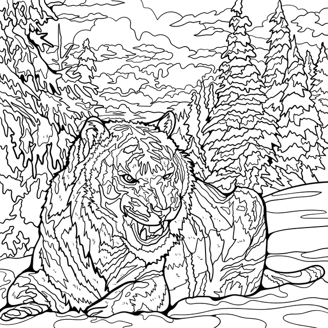 Tiger in the Snowy Forest