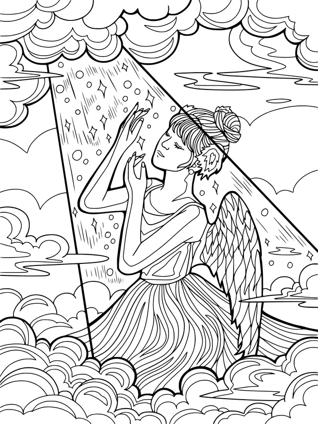 Dreamy Angel in the Clouds