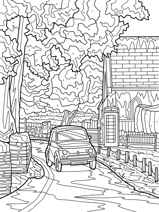 Red Car on a Country Lane