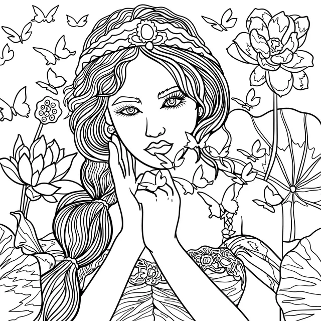 Butterfly - girl among Flowers