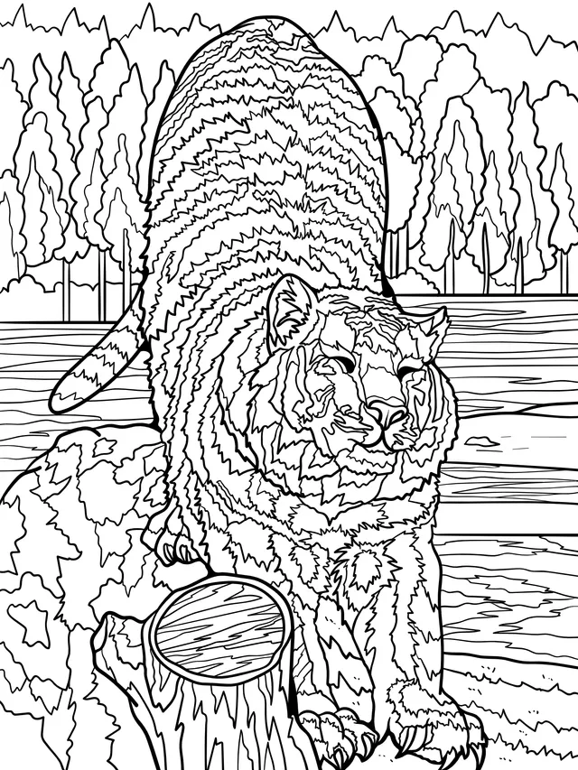 Tiger by the Riverside in the Forest