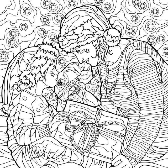 A Cozy Christmas Moment with Parents, Child and Pet