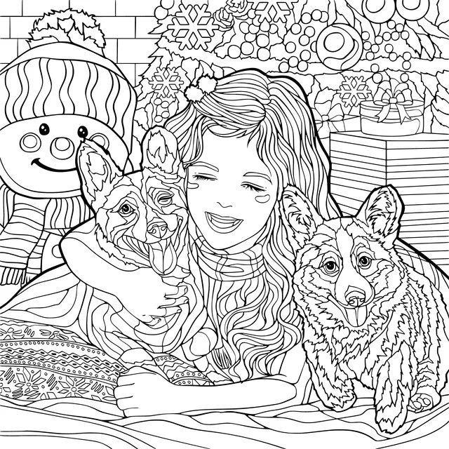 A Girl's Christmas Time with Corgis