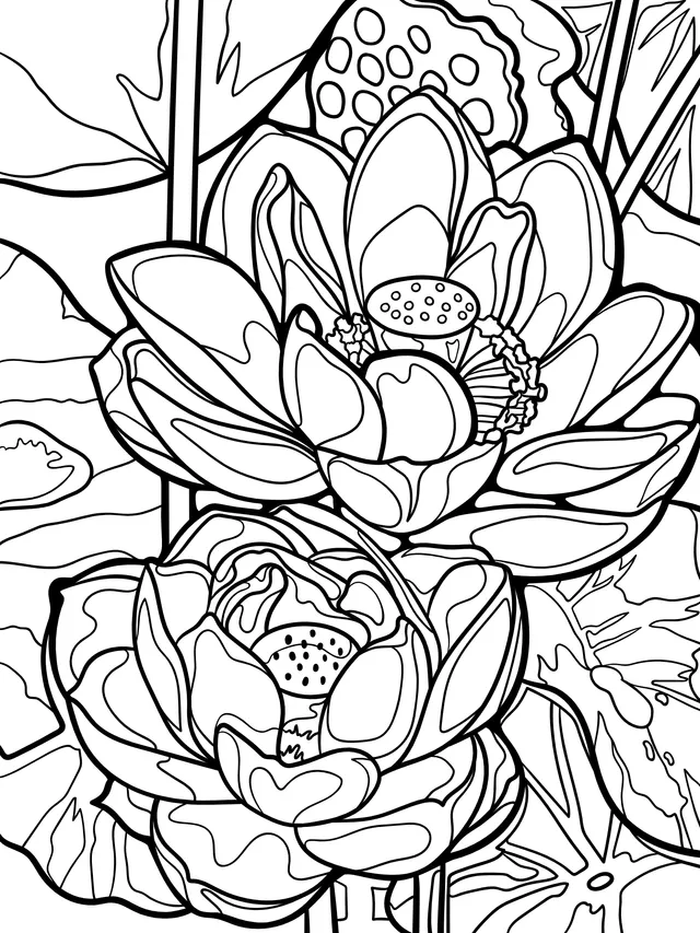 Two blooming lotus flowers