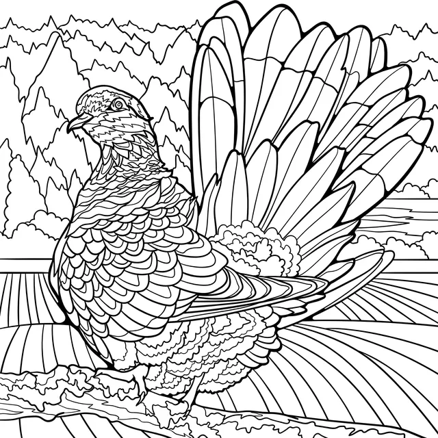 Colorful Pigeon and Pastoral Scenery