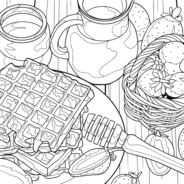 Waffles and Fresh Strawberries