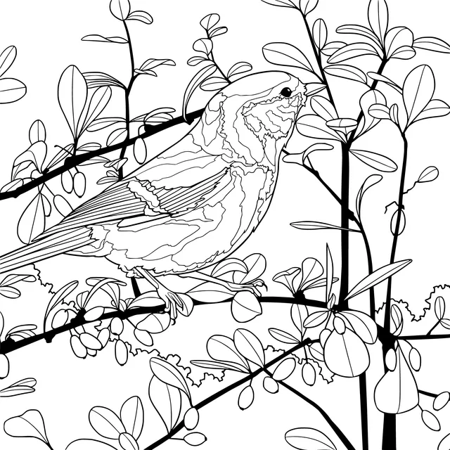 Bird perching on red branches